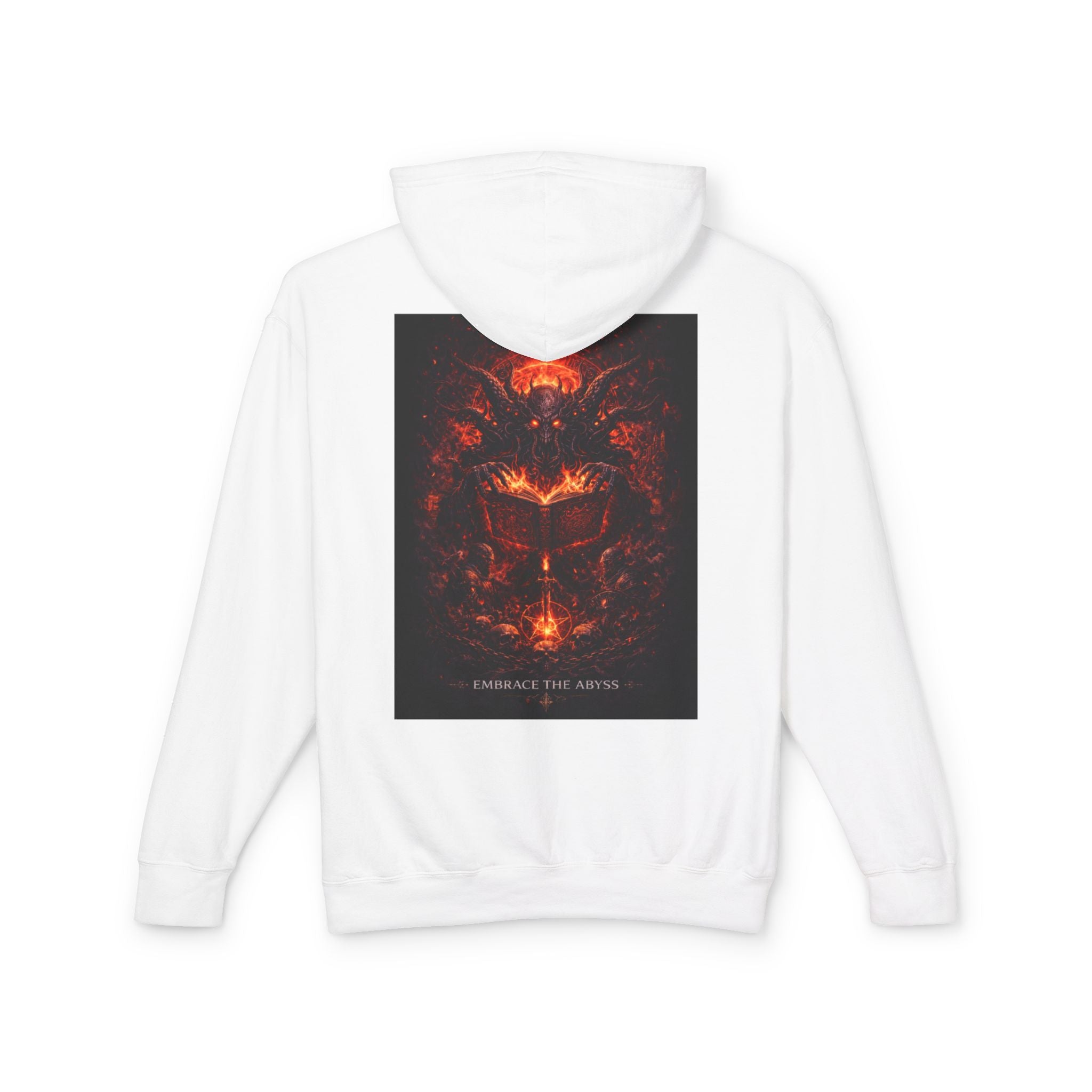 Tim Purmental hoodie — male model wearing black graphic pullover showing dark fantasy fit and style