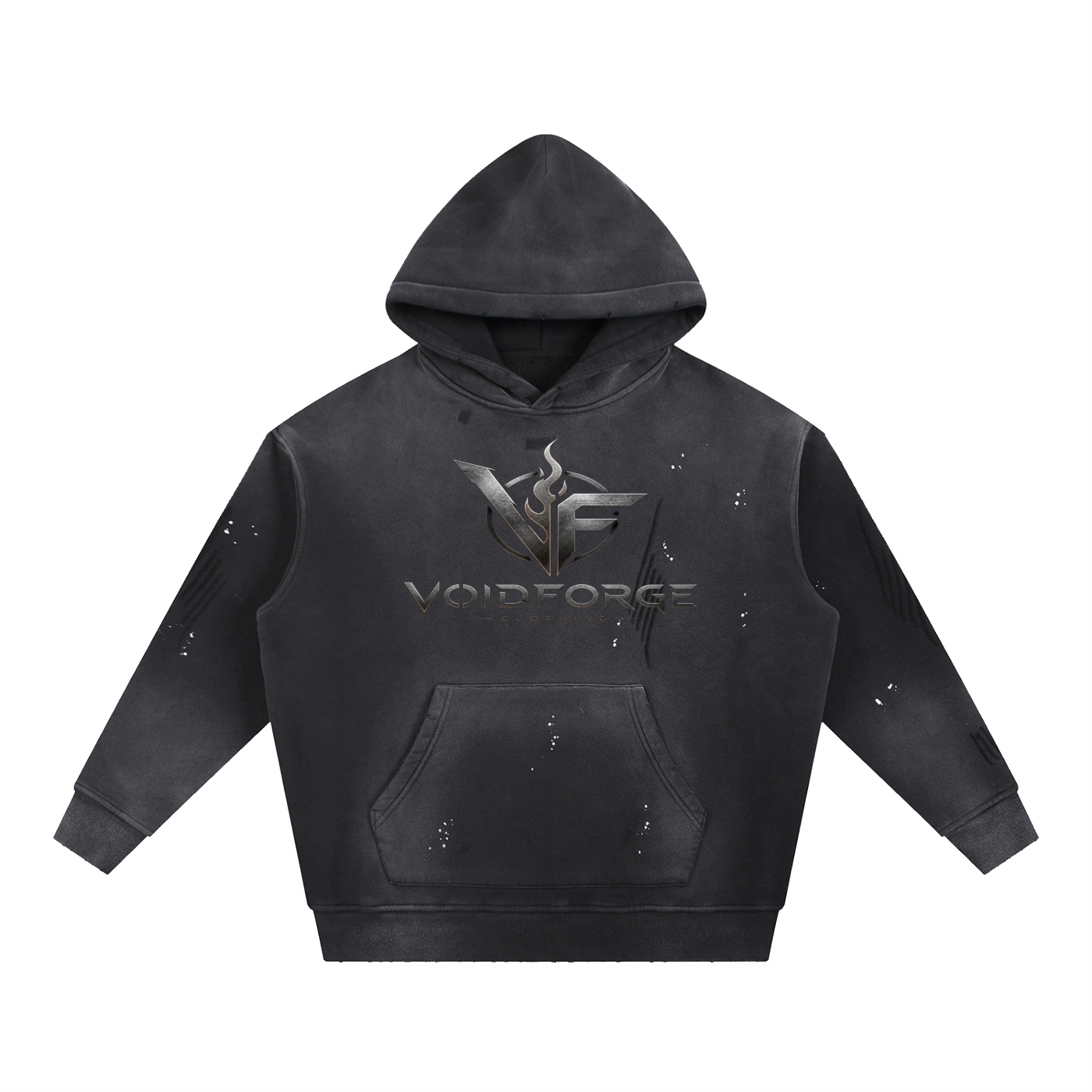 VoidForge Void Wash Hoodie — Premium Vintage Frayed Fleece