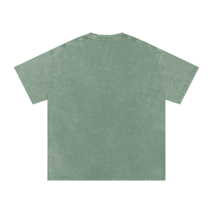 VoidForge Snow Wash Tee in Dark Green — flat lay showing oversized boxy fit and deep forest green wash