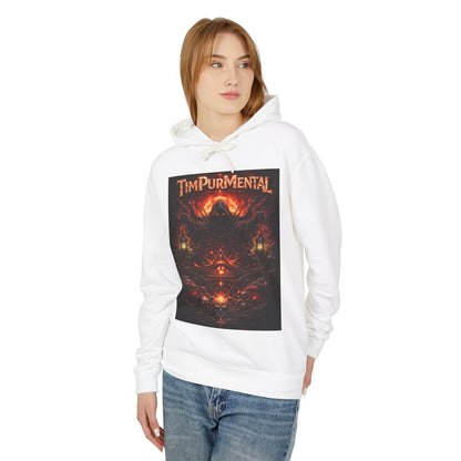 Tim Purmental Gothic Hoodie in white colorway — front view showing dark fantasy artwork on white pullover