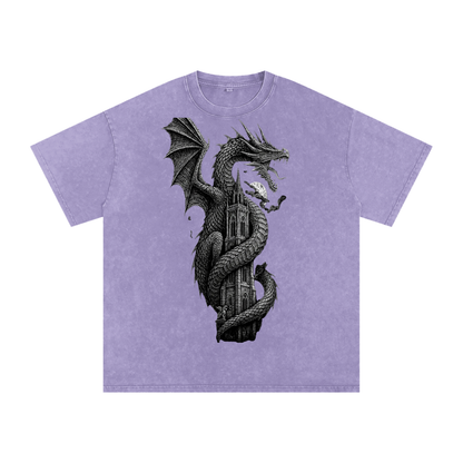 VoidForge Snow Wash Tee — lifestyle shot showing oversized washed tee worn casually representing dark streetwear aesthetic