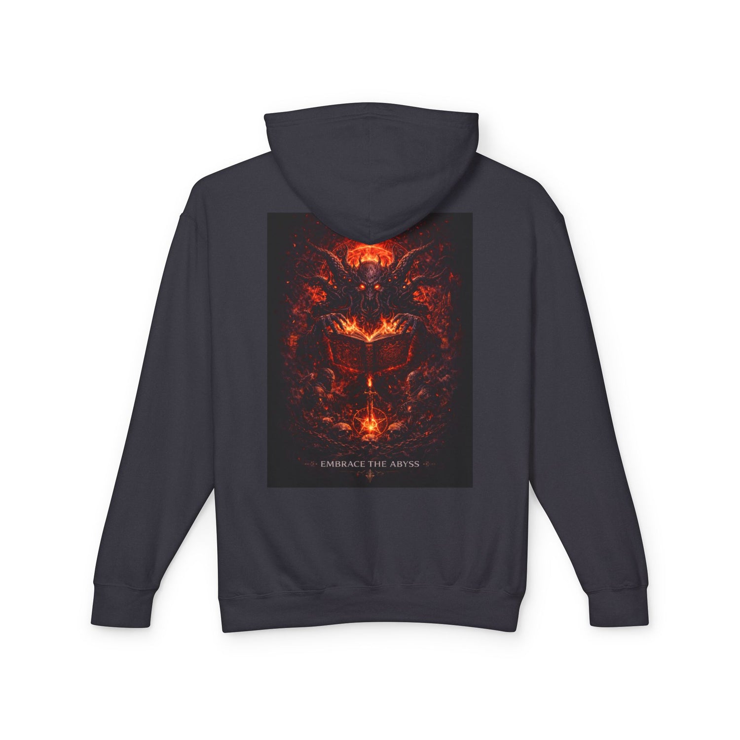 Tim Purmental gothic hoodie — lifestyle shot worn over dark outfit showing streetwear dark aesthetic