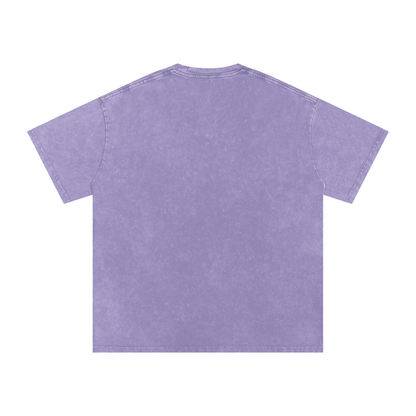 Snow Wash Tee in Purple Haze — angled view showing rich purple washed color and relaxed drop shoulder construction