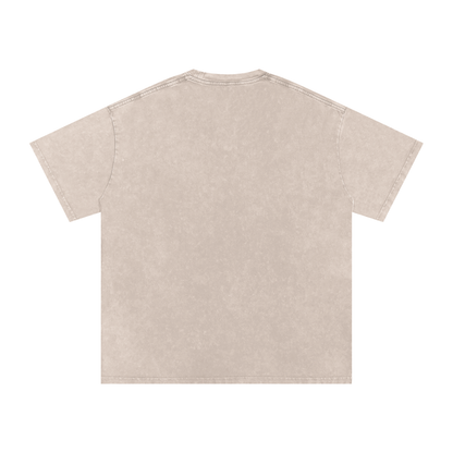 Snow Wash Tee in Lake Blue — close-up of snow wash texture and tonal variation on oversized cotton tee
